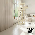 Arbre à Chat 210 cm – 8 Poteaux Griffoirs, 2 Niches, Plateformes, Hamac