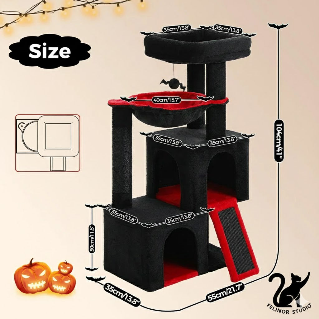 Arbre à Chat pour Chats d’Intérieur – Arbre à Chat Multiniveau avec Niches Spacieuses, Griffoirs en Sisal et Jouets