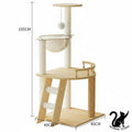 Arbre à Chat Multifonction en Bois – Villa avec Niche, Griffoir et Plateformes de Jeu – Mobilier Design pour Chats Toutes Saisons