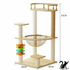 Arbre à Chat Multifonction en Bois – Villa avec Niche, Griffoir et Plateformes de Jeu – Mobilier Design pour Chats Toutes Saisons