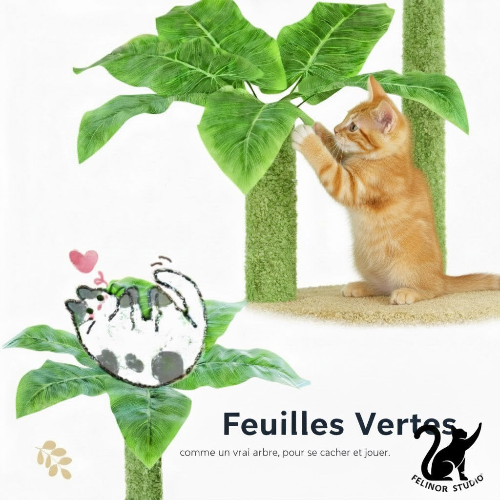 Arbre à chat en bois réglable en hauteur – Tour du sol au plafond avec grand hamac et griffoirs en sisal, condo confortable pour chats d’intérieur