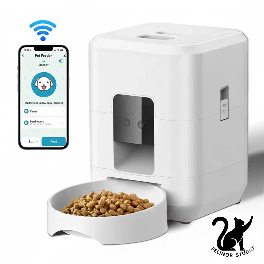 Distributeur automatique de croquettes intelligent ZYfeeder pour chat et chien – Mangeoire programmable avec portions contrôlées et alimentation lente