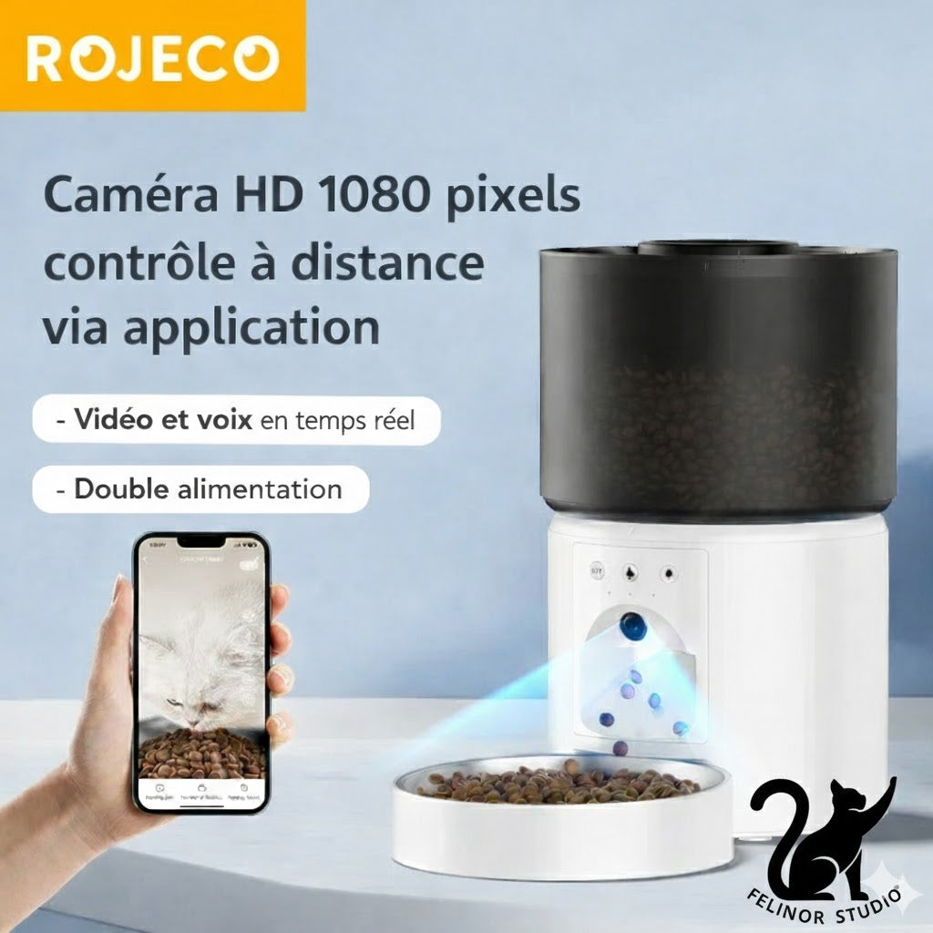 Distributeur Automatique ROJECO avec Caméra pour Chat et Chien