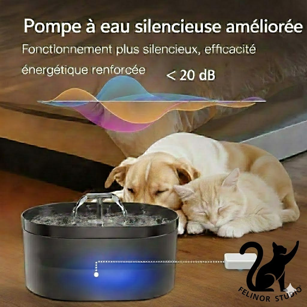 Fontaine à eau pour chat 2,2 L en forme de T – Distributeur automatique avec filtre et pompe ultra silencieuse pour une hydratation saine