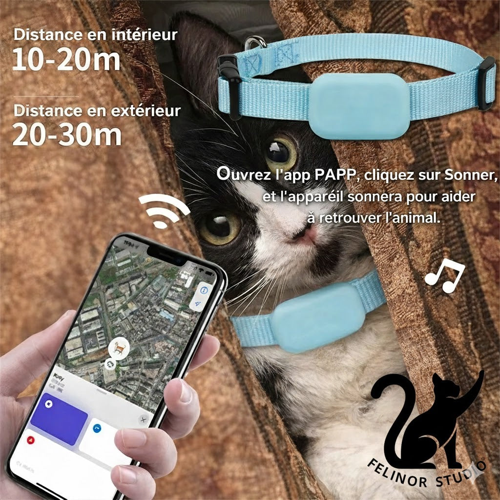 Traceur GPS pour Animaux avec Collier Réglable – Localisateur Intelligent pour Chats et Chiens