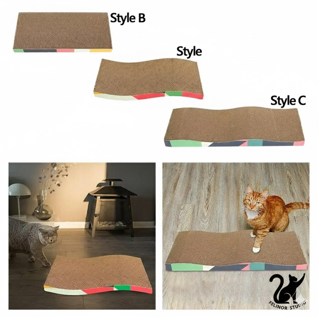 Griffoir pour chat en carton ondulé – Planche durable protégeant les meubles, sert aussi de lit griffoir pour chats d’intérieur et chatons