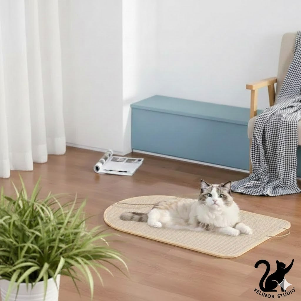 Tapis à griffer pour chat adhésif – Moquette lavable avec balle suspendue, griffoir et jouet pour protéger canapés et meubles