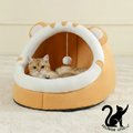 Lit chaud pour chat en forme de grotte – Maison d’hiver douillette avec coussin, panier moelleux pour chats et petits chiens