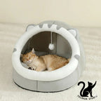 Lit chaud pour chat en forme de grotte – Maison d’hiver douillette avec coussin, panier moelleux pour chats et petits chiens