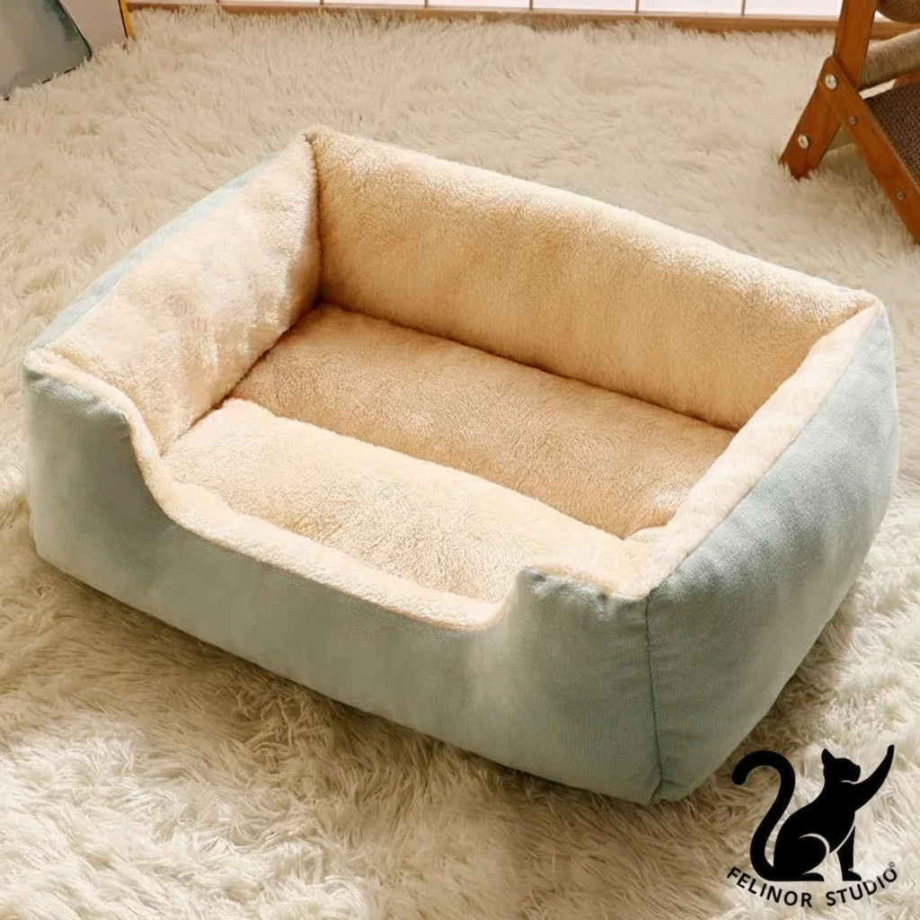 Lit douillet pour chat en coton 100 % naturel – Coussin respirant, moelleux et confortable, disponible en tailles S, M et L