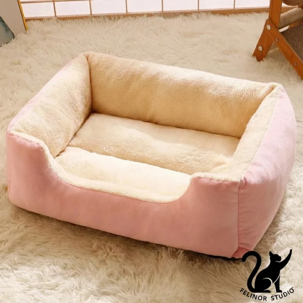 Lit douillet pour chat en coton 100 % naturel – Coussin respirant, moelleux et confortable, disponible en tailles S, M et L
