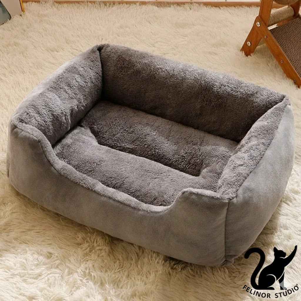 Lit douillet pour chat en coton 100 % naturel – Coussin respirant, moelleux et confortable, disponible en tailles S, M et L