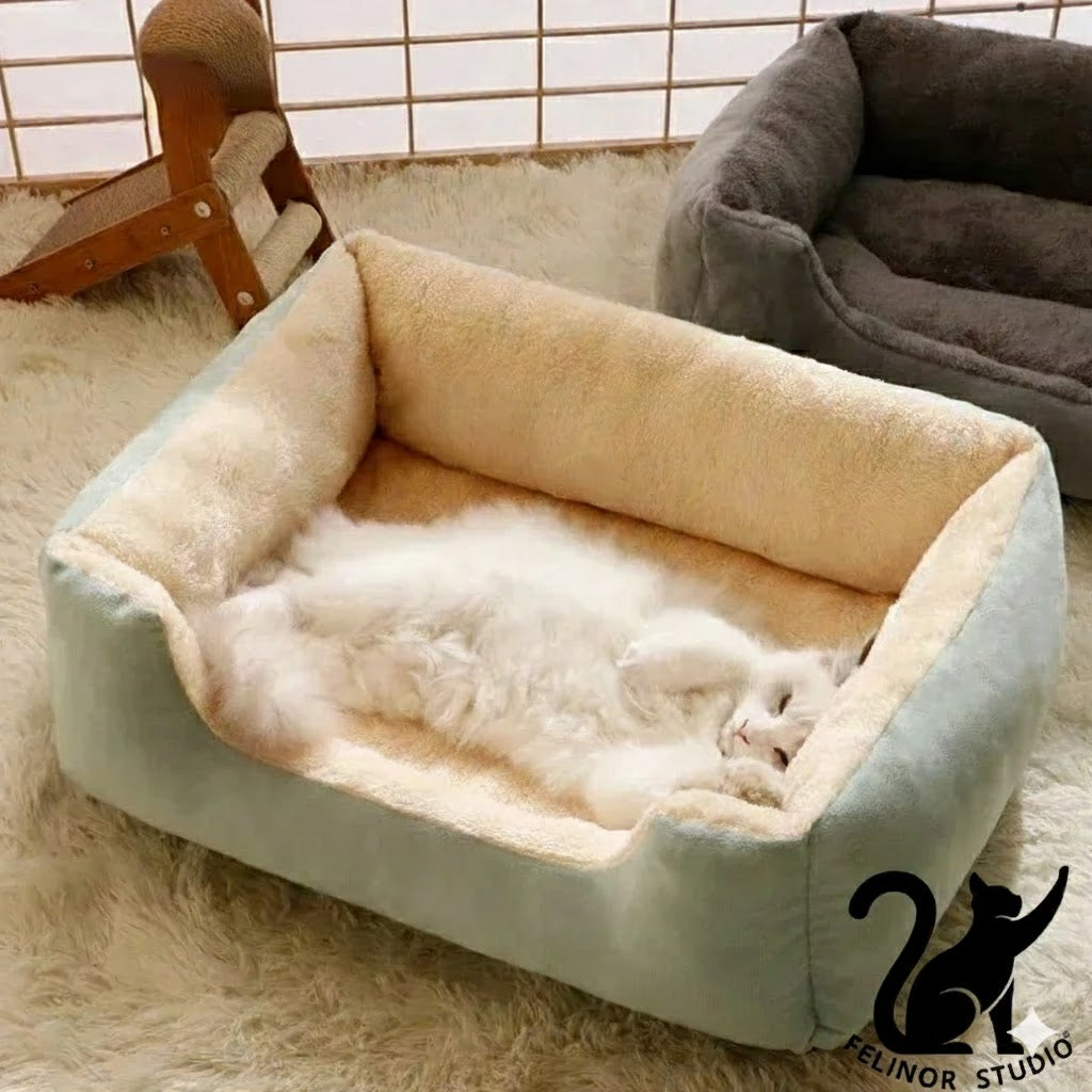 Lit douillet pour chat en coton 100 % naturel – Coussin respirant, moelleux et confortable, disponible en tailles S, M et L