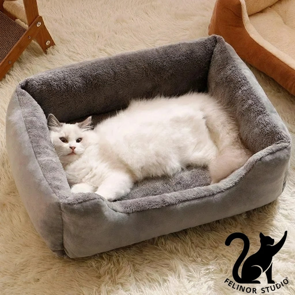 Lit douillet pour chat en coton 100 % naturel – Coussin respirant, moelleux et confortable, disponible en tailles S, M et L