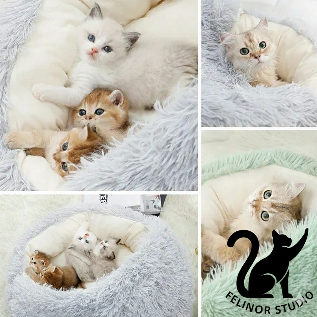 Lit pour chat en peluche 2-en-1 – Chaud et ultra confortable