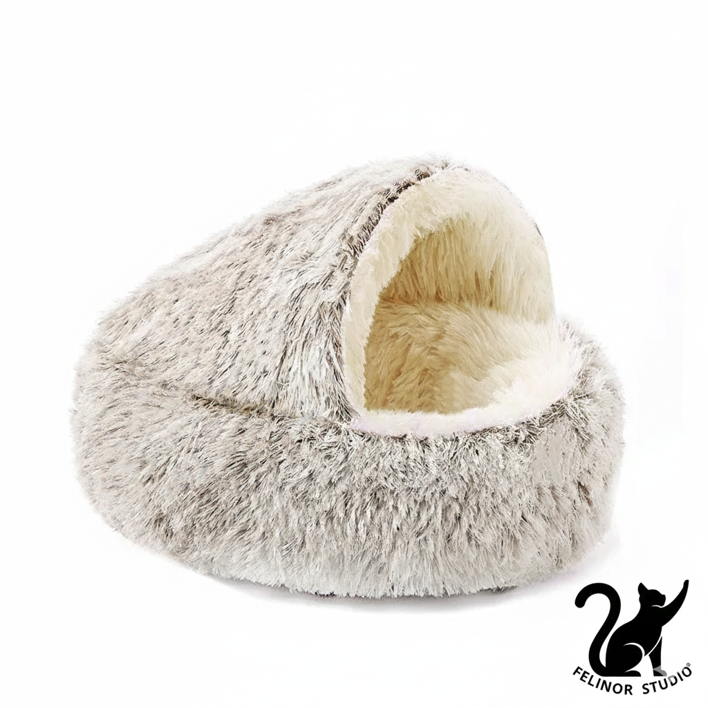 Lit pour chat en peluche 2-en-1 – Chaud et ultra confortable