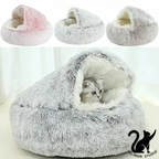 Lit pour chat en peluche 2-en-1 – Chaud et ultra confortable