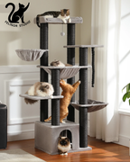 Arbre à Chat Grand Taille – Arbre à Chat Robuste Pawz Road pour Grands Chats avec 11 Poteaux Sisal, Hamac, Maison et Perchoir XL
