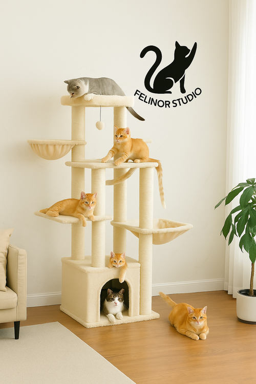 Arbre à Chat Grand Taille – Arbre à Chat Robuste Pawz Road pour Grands Chats avec 11 Poteaux Sisal, Hamac, Maison et Perchoir XL