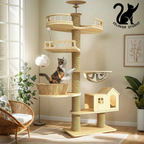 Arbre à chat premium en bois – Structure réglable et ultra stable
