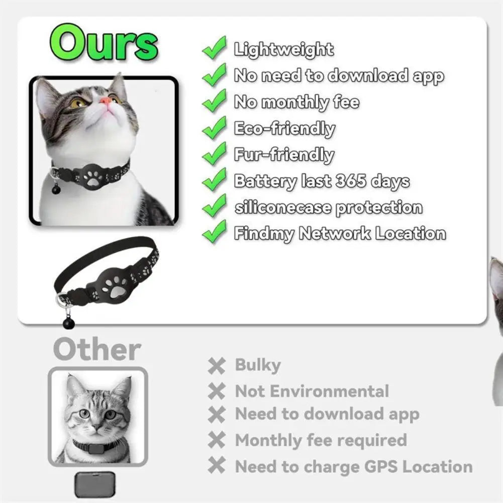 Collier GPS Intelligent pour Chat – Traceur Anti-Perte Étanche, Réfléchissant et Ajustable