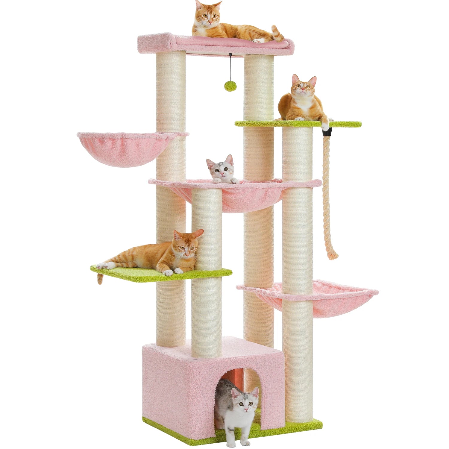 Arbre à Chat Grand Taille – Arbre à Chat Robuste Pawz Road pour Grands Chats avec 11 Poteaux Sisal, Hamac, Maison et Perchoir XL