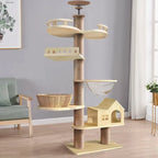 Arbre à chat premium en bois – Structure réglable et ultra stable