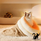 Sac de couchage en peluche pour chat – Nid fermé avec entrée tunnel, chaud et apaisant pour l’hiver, idéal pour chats anxieux