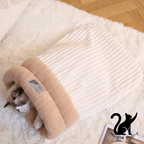 Sac de couchage en peluche pour chat – Nid fermé avec entrée tunnel, chaud et apaisant pour l’hiver, idéal pour chats anxieux
