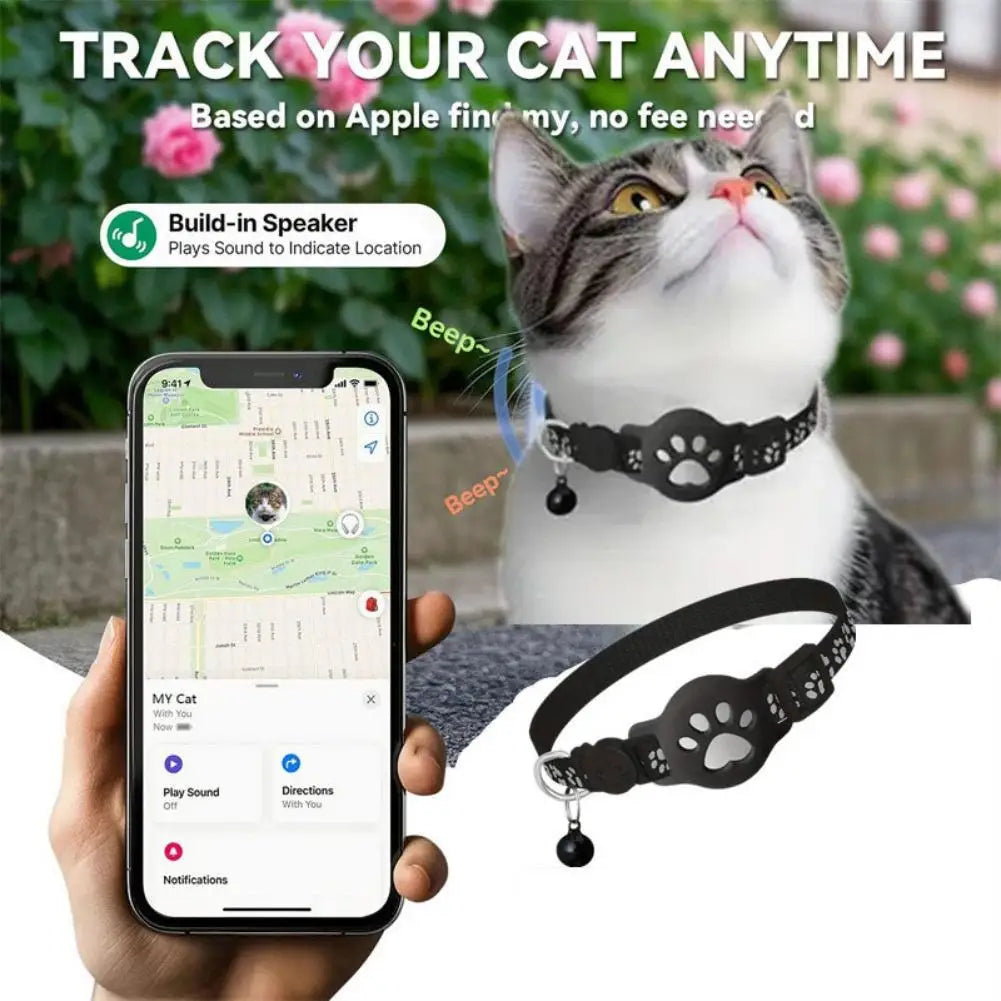 Collier GPS Intelligent pour Chat – Traceur Anti-Perte Étanche, Réfléchissant et Ajustable