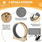 Tapis de course pour chat en bois – Roue d’exercice silencieuse 75, 81, 110 ou 132 cm – Antidérapant, stable et sécurisé pour chats d’intérieur