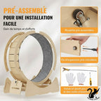 Tapis de course pour chat en bois – Roue d’exercice silencieuse 75, 81, 110 ou 132 cm – Antidérapant, stable et sécurisé pour chats d’intérieur