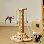 Griffoir en sisal pour chat – Poteau rotatif en bois massif, jouet durable et résistant pour l’entretien des griffes et la protection des meubles