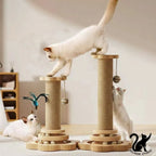 Griffoir en sisal pour chat – Poteau rotatif en bois massif, jouet durable et résistant pour l’entretien des griffes et la protection des meubles