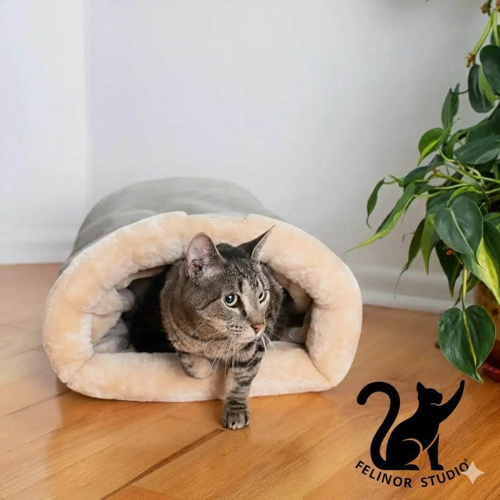 Sac de couchage chaud pour chat – Nid semi-fermé pour l’automne et l’hiver, confortable, démontable et lavable, idéal pour petits et moyens animaux