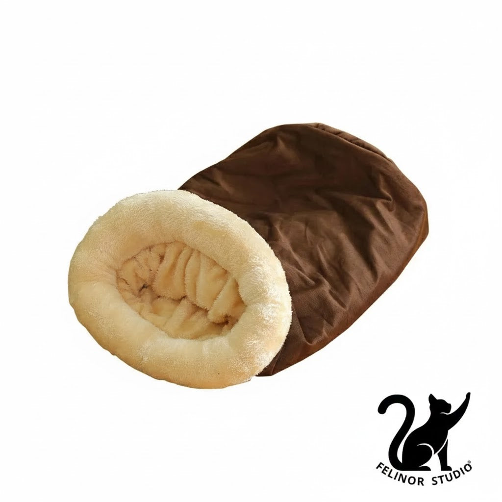 Sac de couchage chaud pour chat – Nid semi-fermé pour l’automne et l’hiver, confortable, démontable et lavable, idéal pour petits et moyens animaux